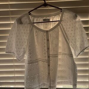Sonoma White Eyelet Button-Up Blouse